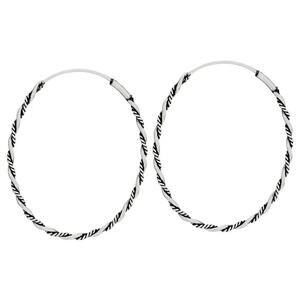 NWT Tiger Mountain Oxidized Sterling Silver Twisted Wire Rope Oval Hoop Earring